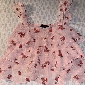 Forever 21 Pink Ruffled Tiered Tank Top